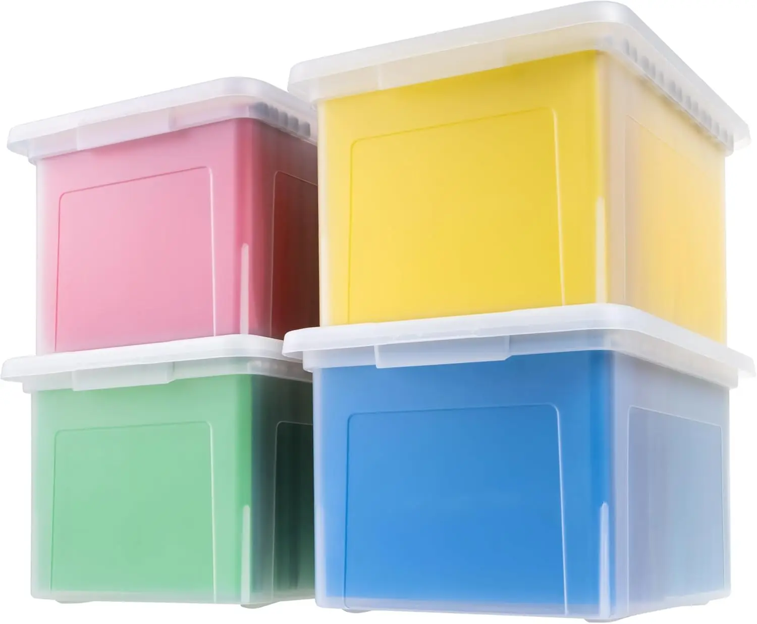 

Clear Plastic File Organizer with Lid, Stackable Storage Box for Letter/Legal Files, 35 Qt 4-Pack