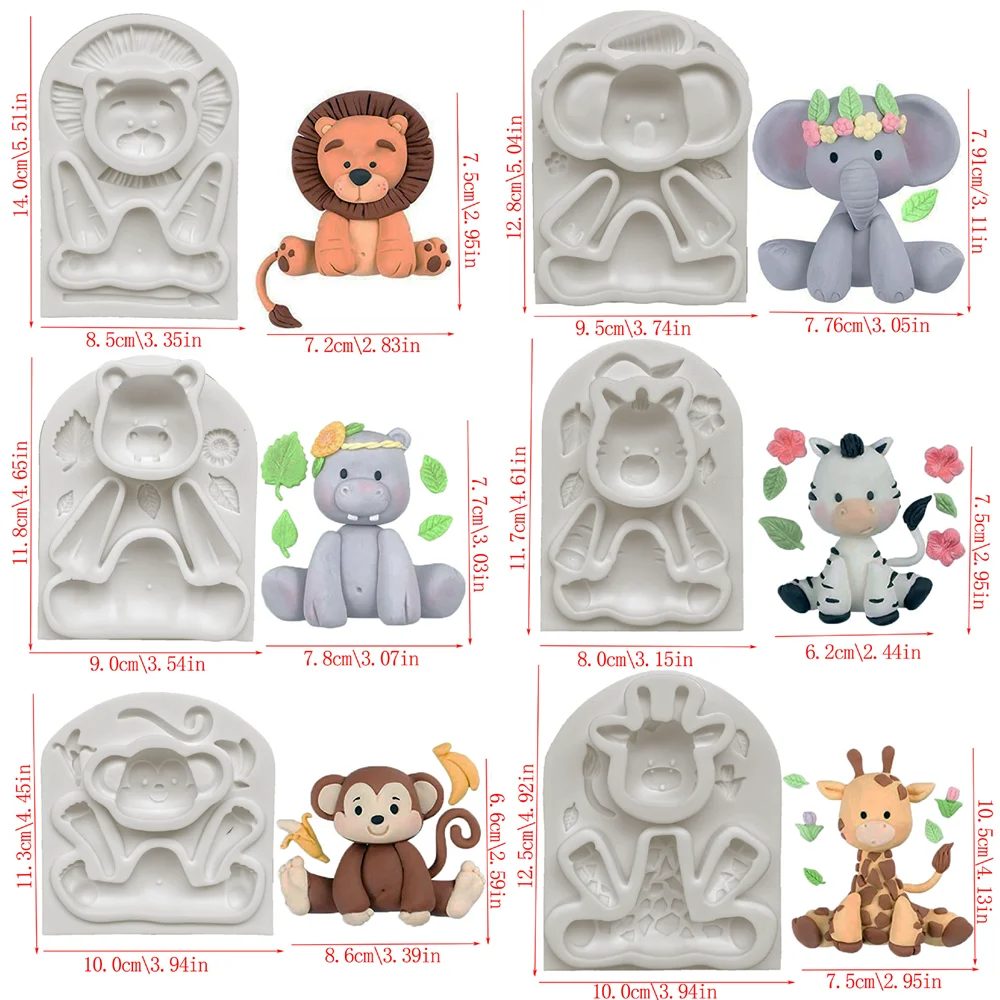 Silicone Cake Mold Lion Monkey Fondant Moulds For DIY Elephant Rabbit Cupcake Decorating Tools Pastry Kitchen Baking Accessories