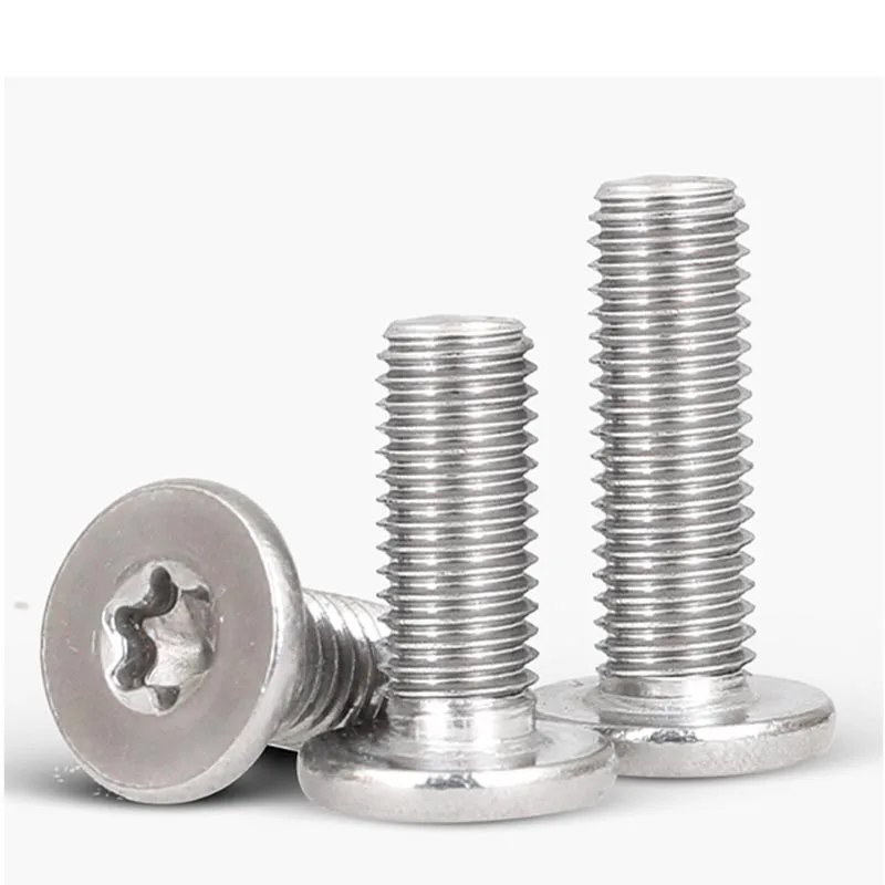 100pcs/lot 304 Stainless Steel CM Six-Lobe Torx Ultra Thin Super Low Flat Wafer Head Screw Bolt M1.6 M2 M2.5 M3 M4 M5 M6 M8