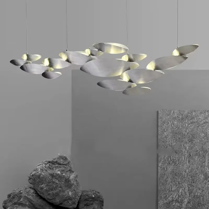 Novelty Postmodern LED Chandelier Lighting Living Dining Room Island Long Hanging Lamp Stainless Steel Villa Lobby Art Fixtures