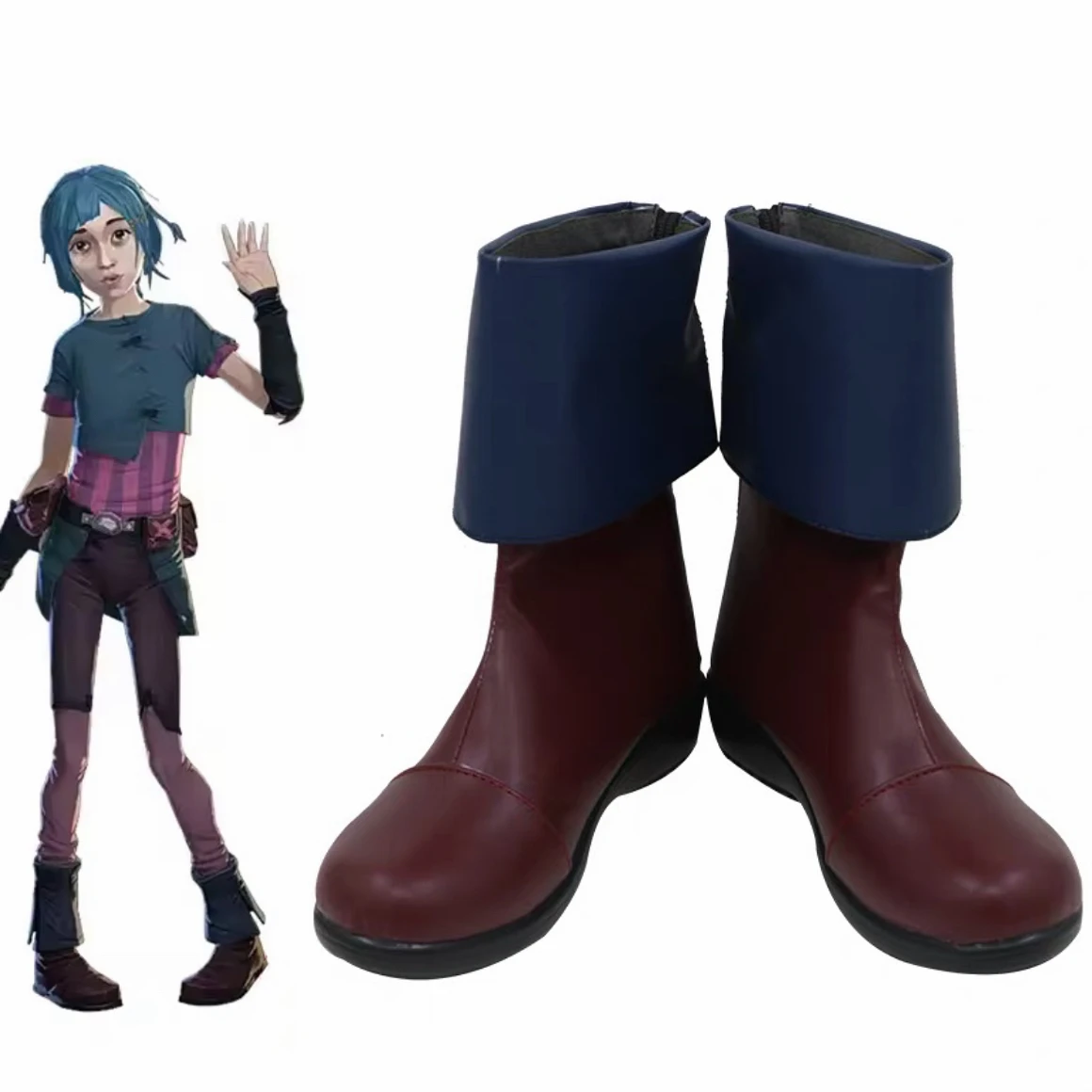 

Anime Game LOL Arcane Powder Cosplay Jinx Junior Childhood Shoes Boots For Girls