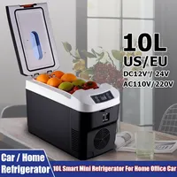 10L Mini Car Refrigerator Suitable For Home Office Dormitory Car Travel Picnic Portable Smart Refrigerator DC12/24V AC110V/220V