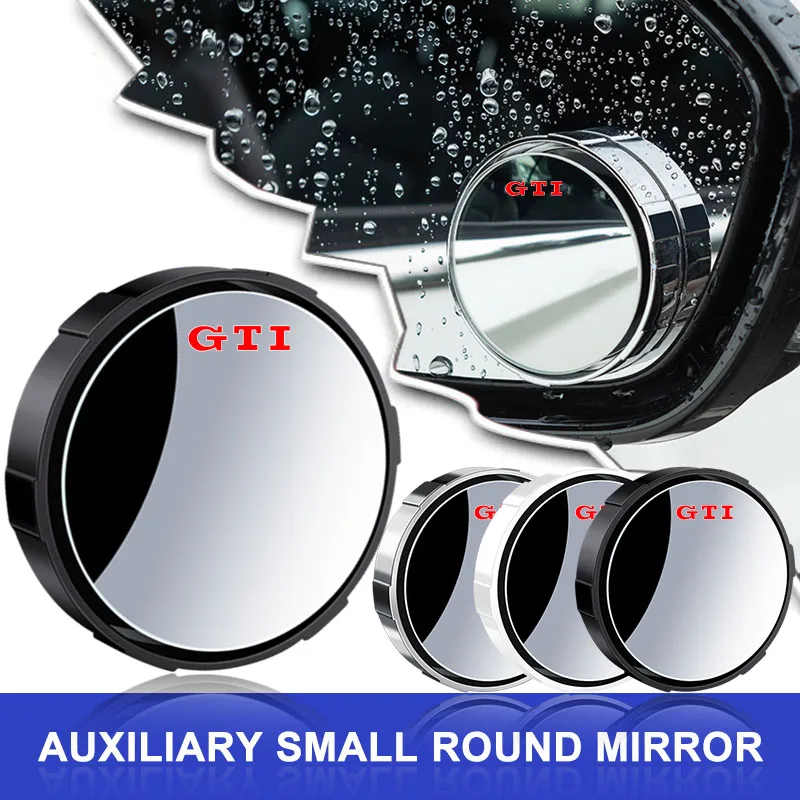 

360° Adjustable Car Wide Angle Side Rear Mirrors Auxiliary Blind Spot Parking Emblem For VW GTI polo golf4 6 passat b6 b7 jetta