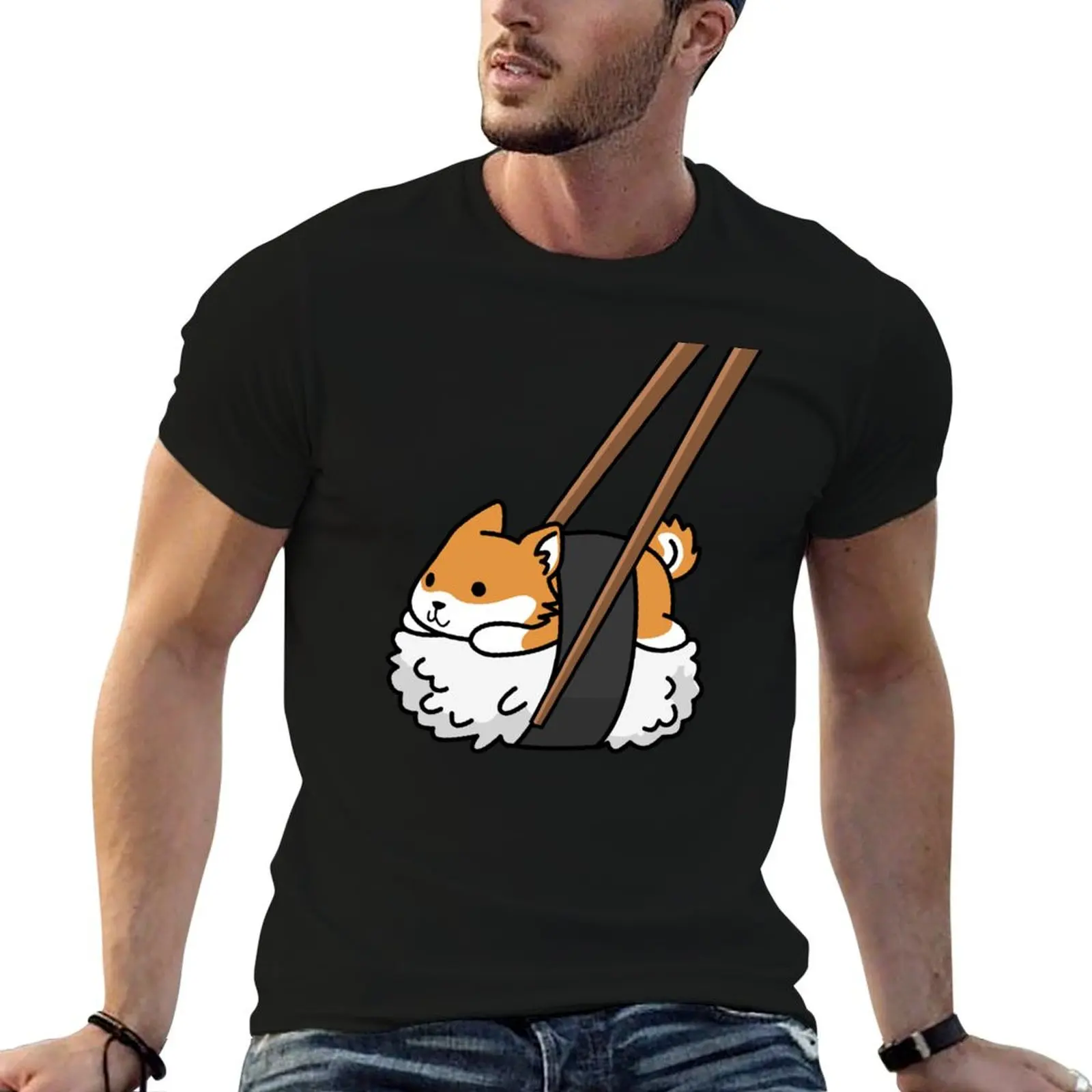 Funny Sushi Shiba Inu T-Shirt funny t shirts dark humor man t shirt heavy cotton T-Shirt