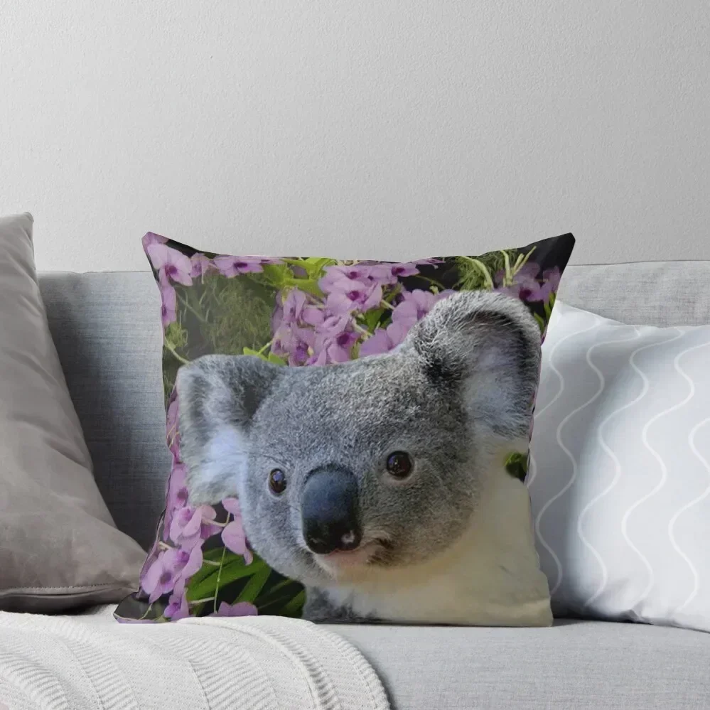 Koala and Orchids Throw Pillow Christmas Cushion For Home ornamental pillows New year pillow