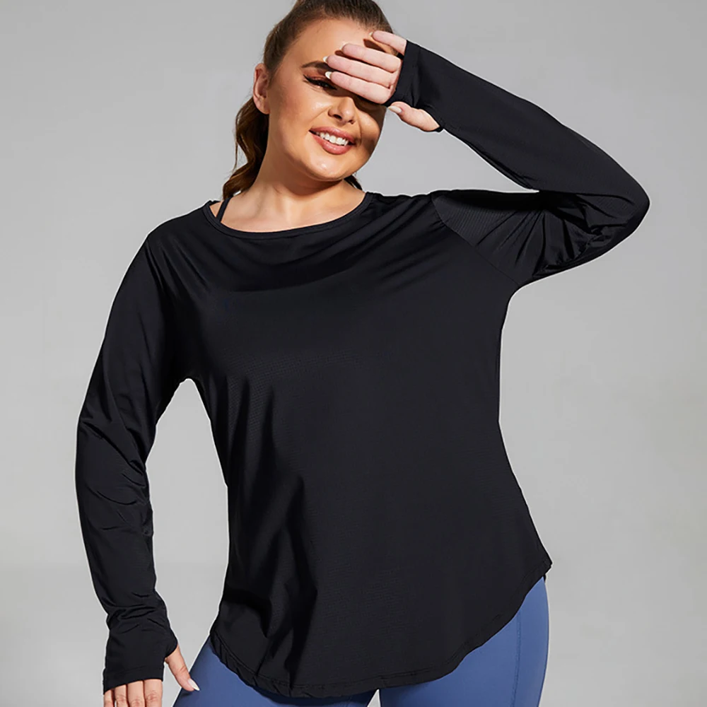 

Quick Drying Skinny Leisure Yoga Top European and American Solid Color Women's Sports Fitness Long Sleeve Bottoming Shirt