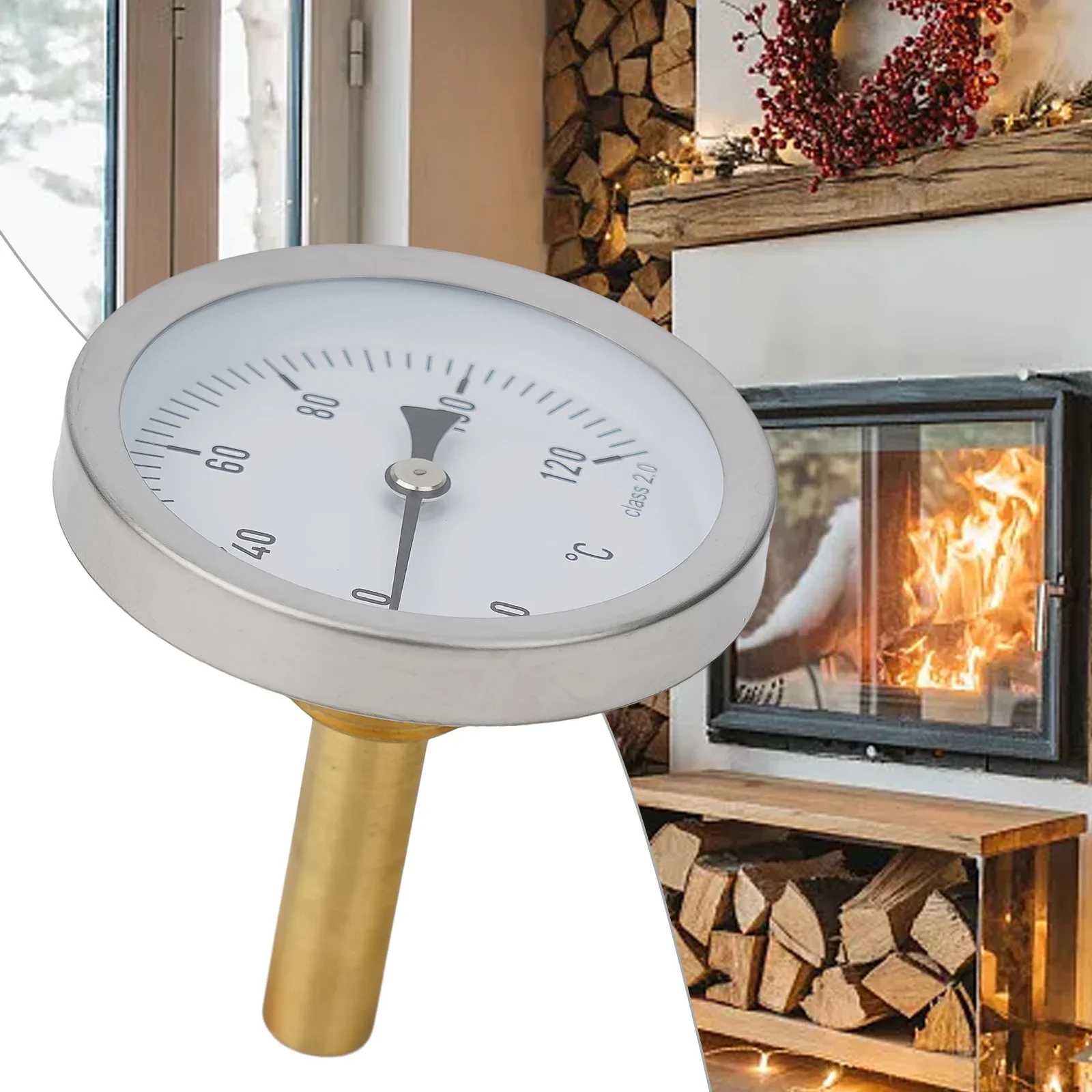 and Reliable 63mm Bimetal Thermometer Brass Sleeve Design Suitable for Measuring Temperatures in Water Oil and Air