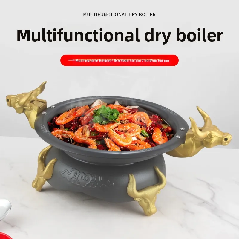 Cow Head Chafing Dish Aluminum Round Durable Buffet Warmer Tray with Lid and Chafing Fuel Holder for Kitchen Party Dining Buffet