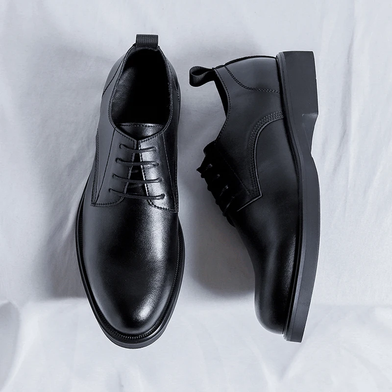 Black Gentleman Oxford Leather Men\'s Shoes Fashion Casual Pointed Toe Formal Business Men\'s Wedding Dress Social Office Shoes