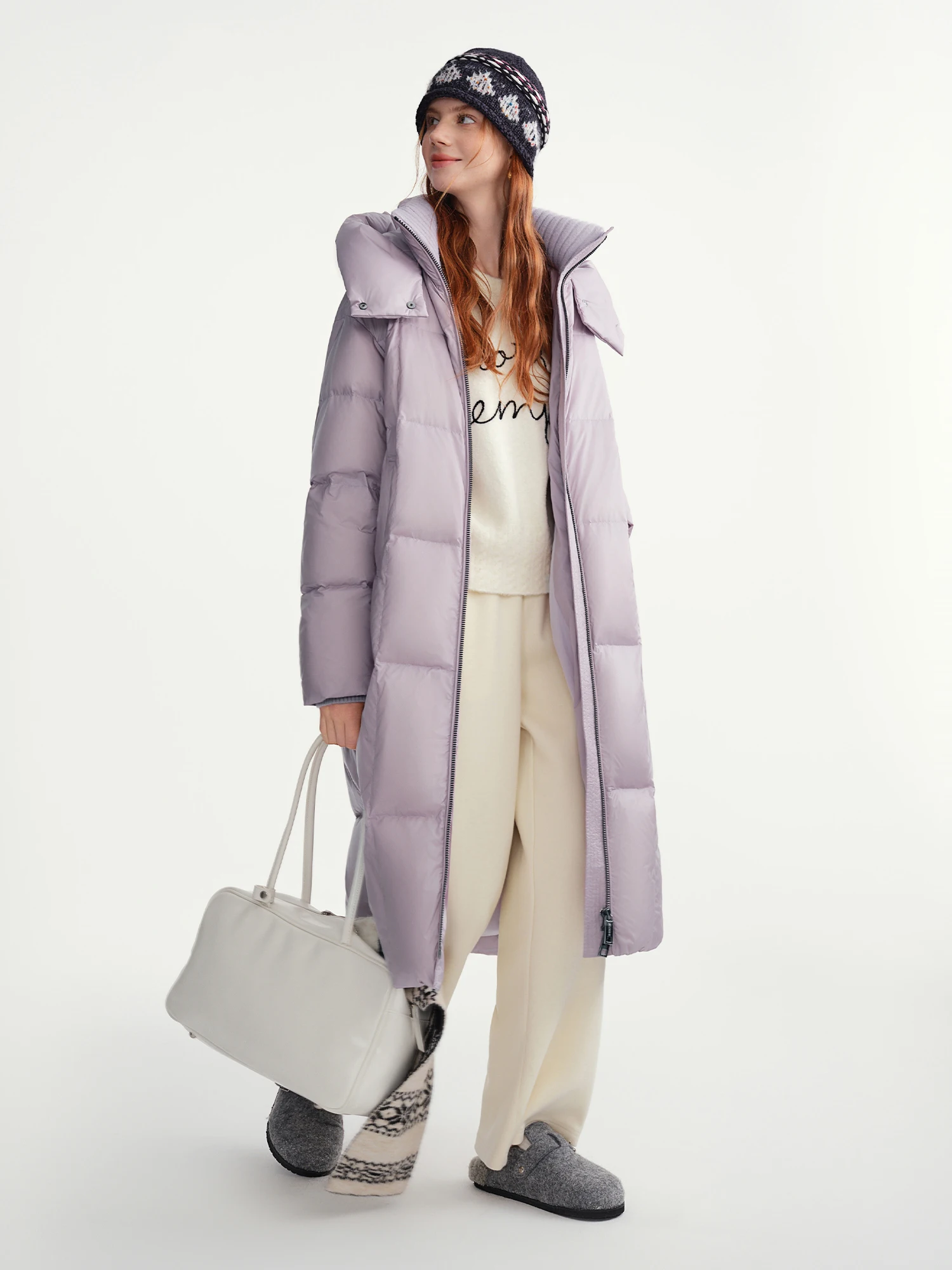 DUSHU Plus-Size Women's Quilted Long Down Jacket with Standing Collar and Hood Winter 2025 by Warmth Field White Duck Down Coats