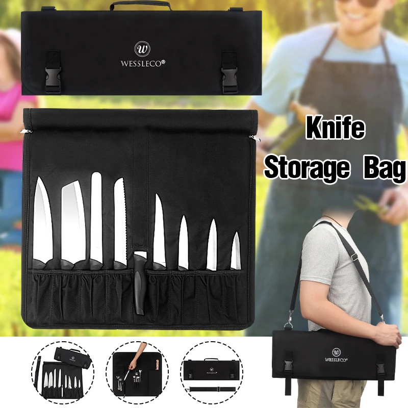 

Portable Chef Knife Roll Bag with Adjustable Straps Kitchen Cooking Chef Knife Carrying Storage Pocket Cooking Tools Accessories