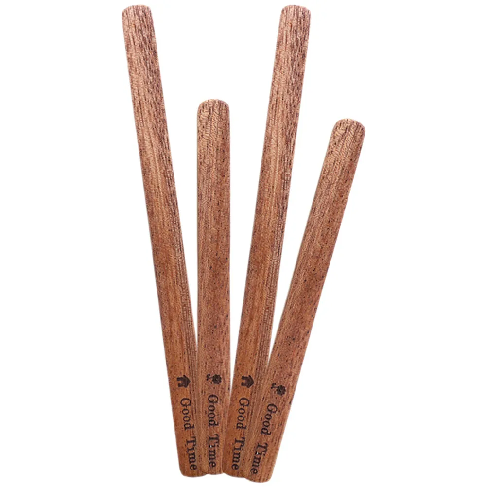 

4pcs Solid Wood Stirring Sticks Reusable Long Handle Light Brown Coffee Bar Accessories Wooden Beverage Mixers