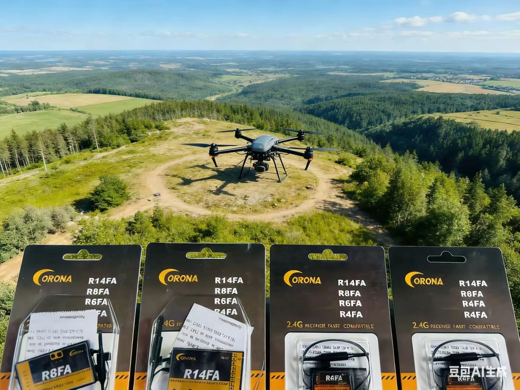 Receptor FUTABA Compatível com Antena Dupla 2.4Ghz FASST LBT para Drones RC FPV de Asa Fixa