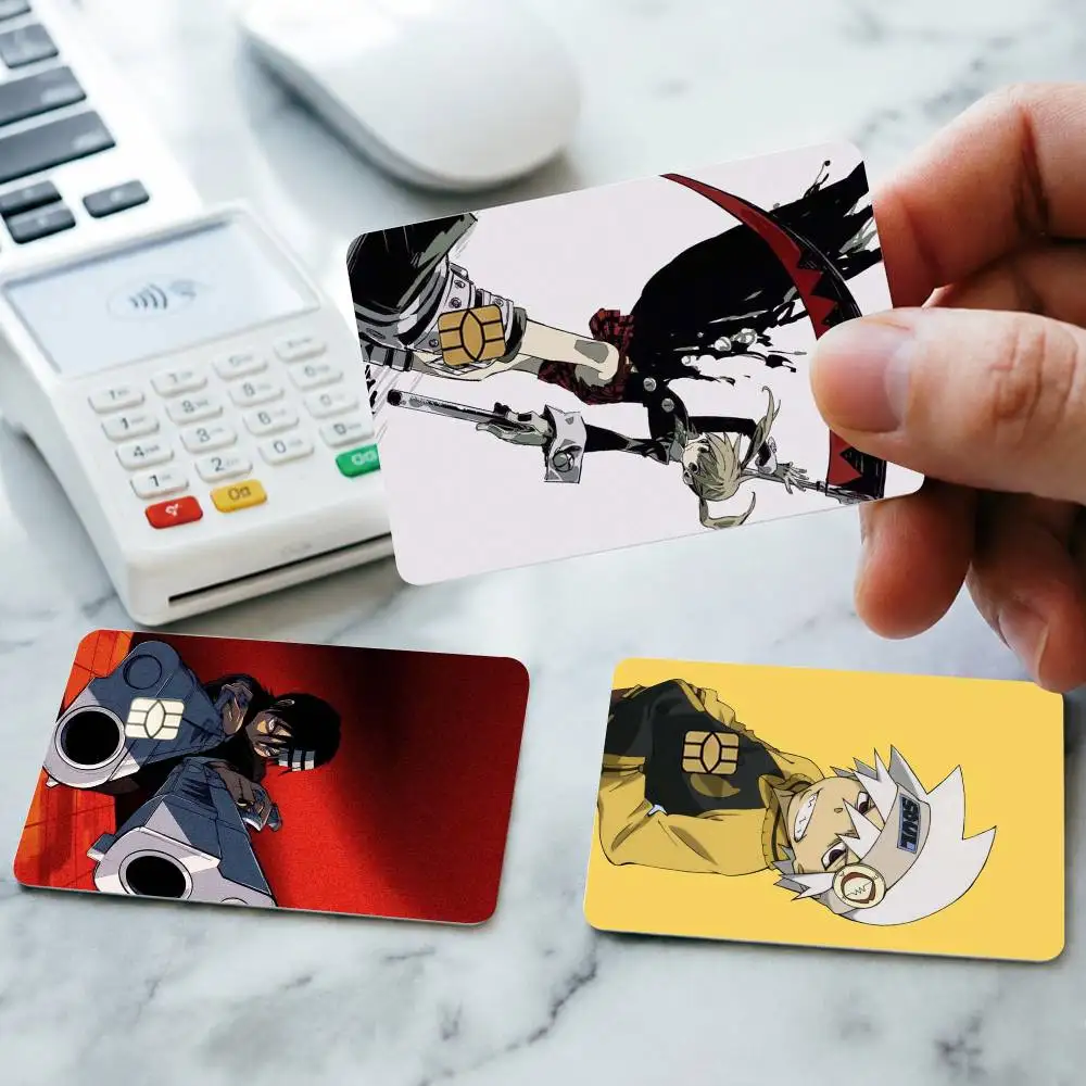Anime Soul Eater Maka Albarn Credit Card HD Stickers Small Chip Waterproof Sticker Game Card Decal Gift