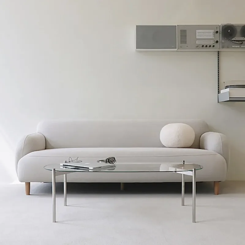 Oval Tempered Glass Coffee Table Minimalist Polished Chrome Round Tube Metal Frame Transparent Elliptical Sofa Center Table