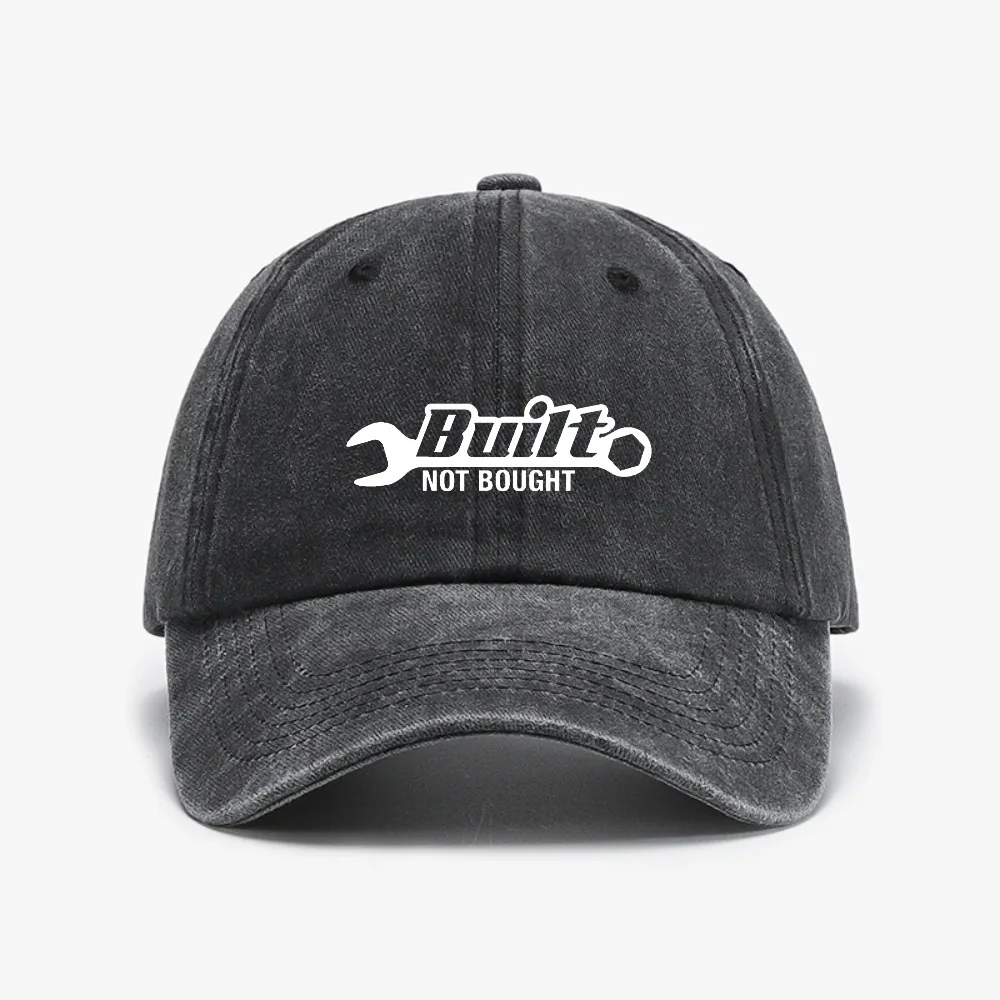 

Built Not Bought letter Baseball Cap men women Visor Adjustable snapback hats Distressed Washed soft top cowboy hat