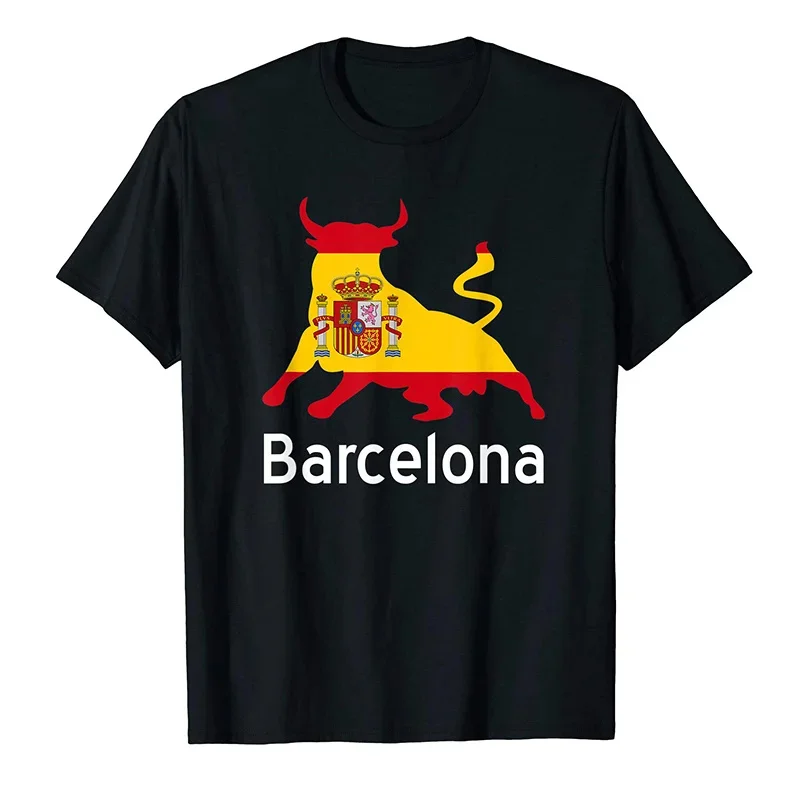 Spain Graphic T Shirt for Men 3D Spanish Bullfight Printed Tee Shirts Vintage Espana Flag T-Shirt Womens Clothing Tops Tees