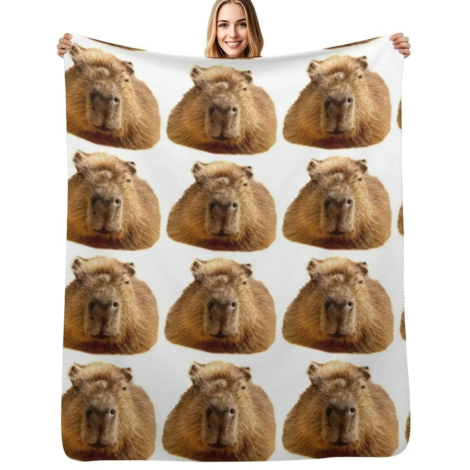 

Capybara dozing in the sunshine Throw Blanket Camping Custom Flannel Blanket
