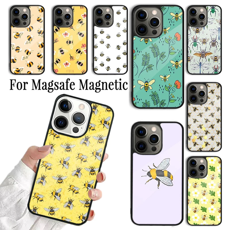 Phone Case For iPhone 16 15 14 13 12 11 Pro Max Plus Magsafe Magnetic Wireless Charging Cover Midsummer bee garden honey guards