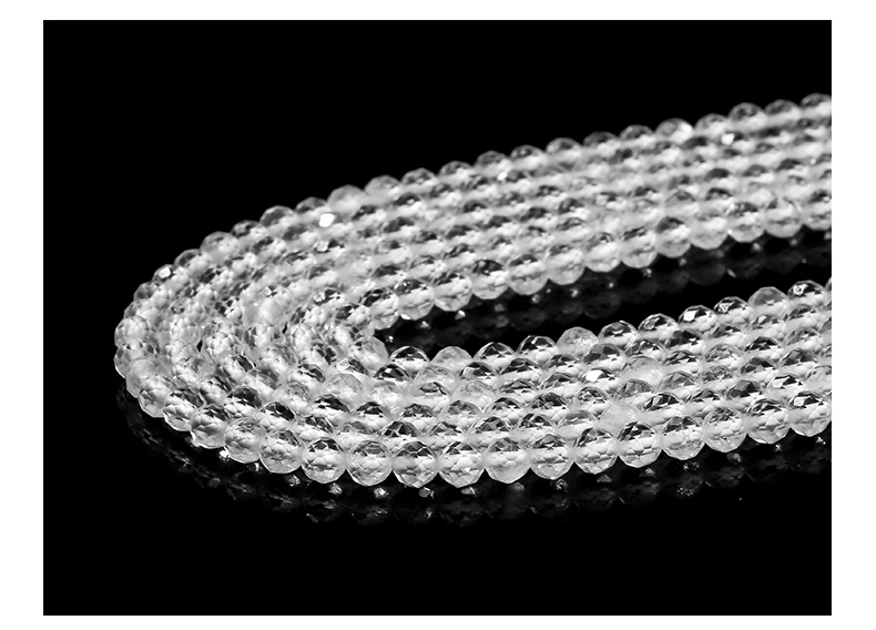 2 3 4mm facettierte Naturquarzperlen, runde lose Zwischenperlen für die Schmuckherstellung, DIY-Halsketten- und Armbandzubehör, 15 Zoll. – Detail 8