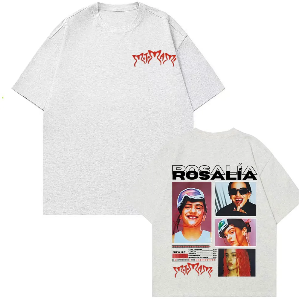 المغني Rosalia Motomami 2025 غلاف الألبوم الصيف 100% القطن الخالص تي شيرت الملابس النسائية الهيب هوب الشارع جودة عالية المتضخم #2