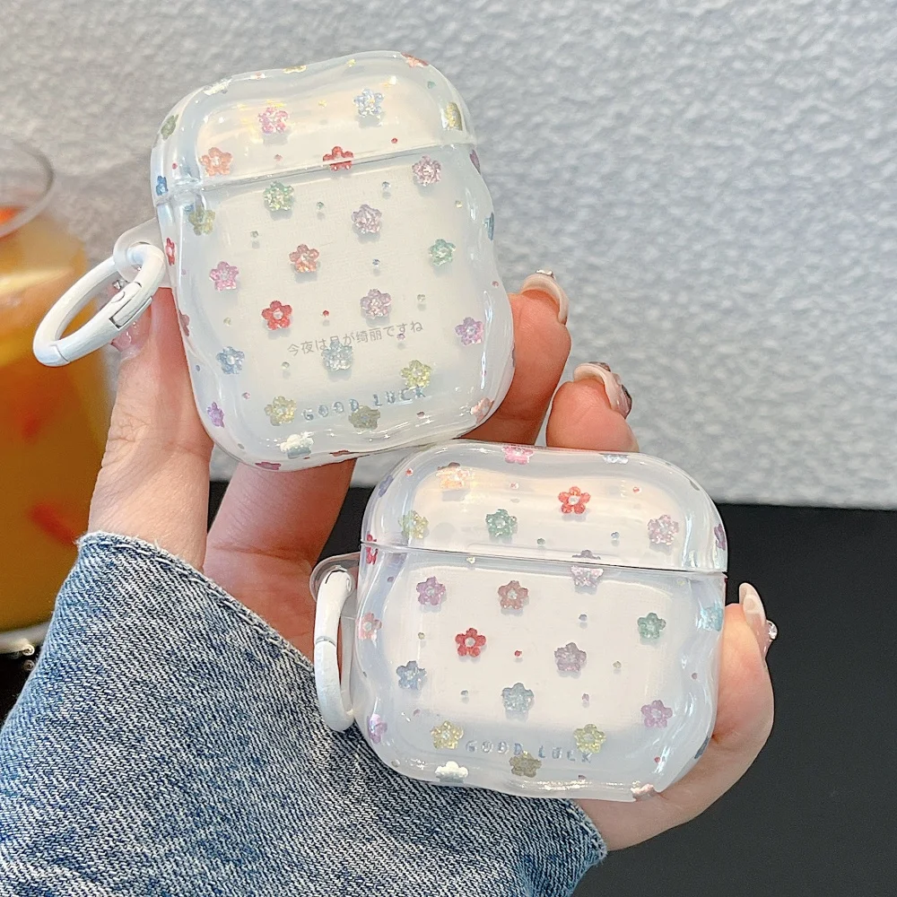 

INS Style Colorful Star Transparent Earphone Case for Apple AirPods 2 3 4 Pro 2 Pro 3 Anti-Fall Protective Case With Keychain