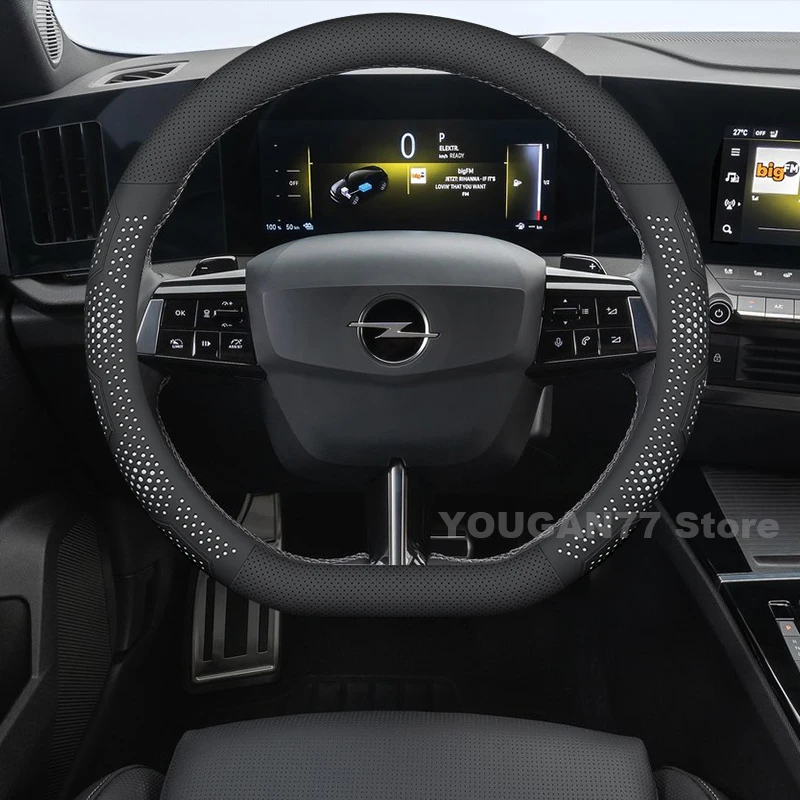 

Leather Car Steering Wheel Cover For Opel Astra Corsa 2012-2024 2025 Auto Steering Wheel interior Opel Crossland Accessories
