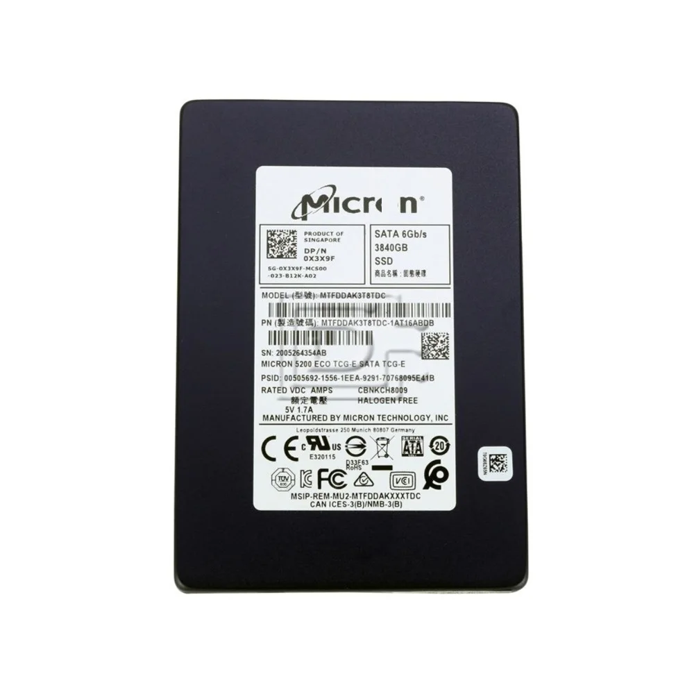 

Б/у SSD Enterprise Micrn 5200ECO 3,84 ТБ 2,5-дюймовый твердотельный накопитель SATA3 3D TLC NAND Health 90%+ для серверной версии, случайный