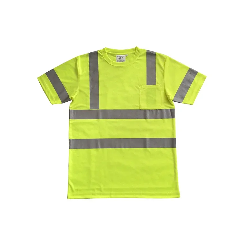 

Outdoor Sports Fluorescent High Visibility Reflective Safety Work Shirt Summer Breathable Work T Shirt Quick Dry