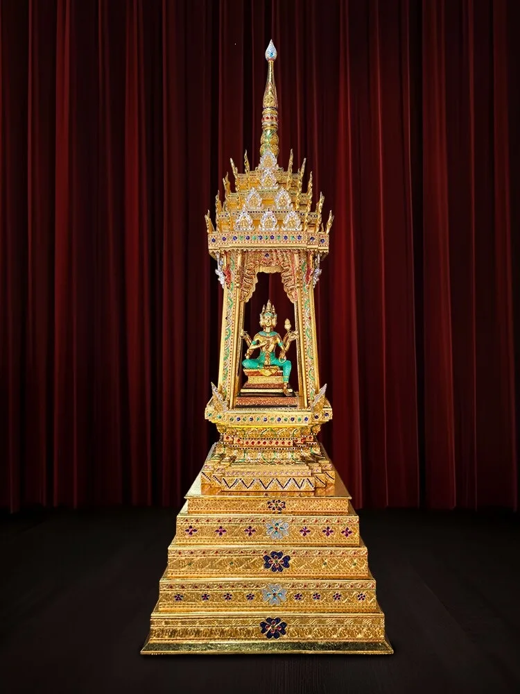Thai four-sided Buddhist niche Asian style Thai solid wood floor-to-ceiling Buddhist niche