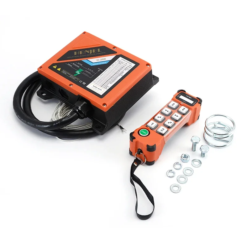รีโมทคอนโทรลไร้สายสำหรับเครน HENJEL H208 แบบสองระดับความเร็ว กันน้ำ กันฝุ่น ใช้ไฟ DC 12v 24v สำหรับงานอุตสาหกรรม