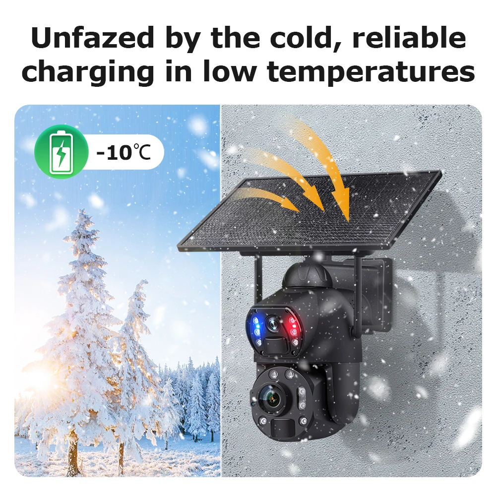 INQMEGA 30W Solar Camera 4G Sim 4K 8MP 50X Zoom Dual Lens Recording Humanoid Tracking Outdoor WIFI Camera Metal Waterproof