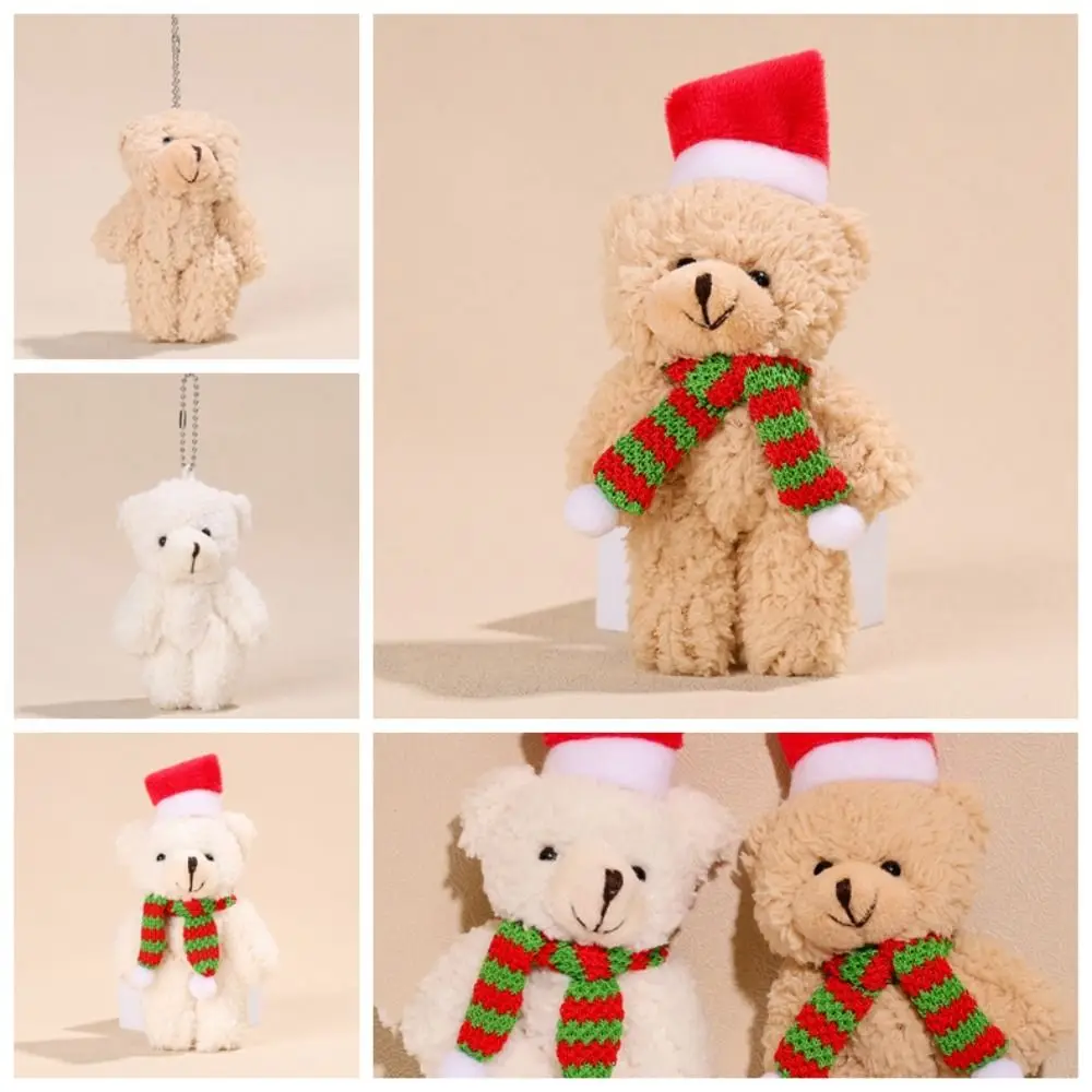 Bear Scarf Flower Christmas Plush Bear Plush Soft Christmas Bear Doll Cartoon PP Cotton Christmas Bear Plush Pendant