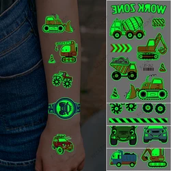 Waterproof Temporary Tattoo Sticker Cartoon car excavator forklift glows at night Fake Tatto Flash Tatoo Tato for Girl Women Men