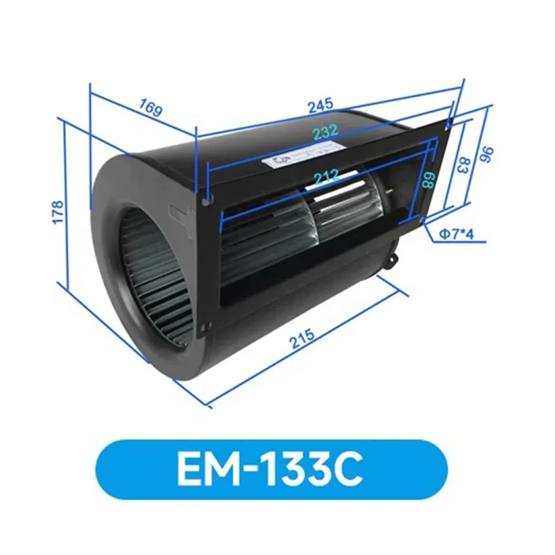 133C DC External Rotor Double Inlet Forward Curved Centrifugal Fan Double Ball Bearings Volute Cooling Blower