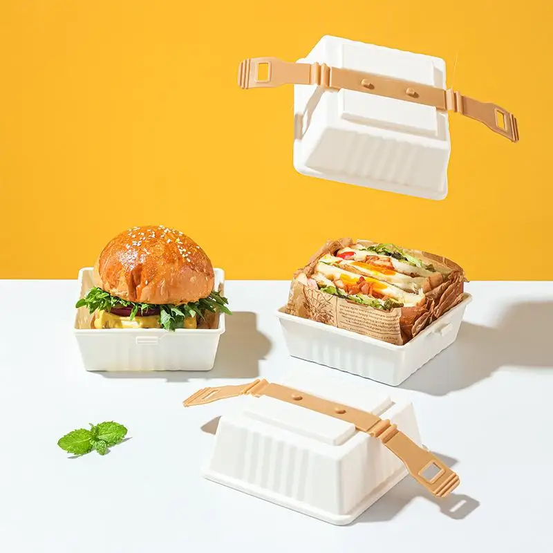 Premium Lunch Boxes With Sturdy Strap For Easy Grip Sandwiches & Burger Food Containers For Holiday Picnics Kitchen Storage Box