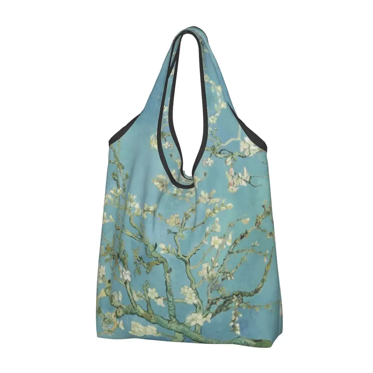 Kawaii fiori di mandorla di Vincent Van Gogh Shopping Tote Bag fiori portatili pittura drogheria borsa Shopper a tracolla