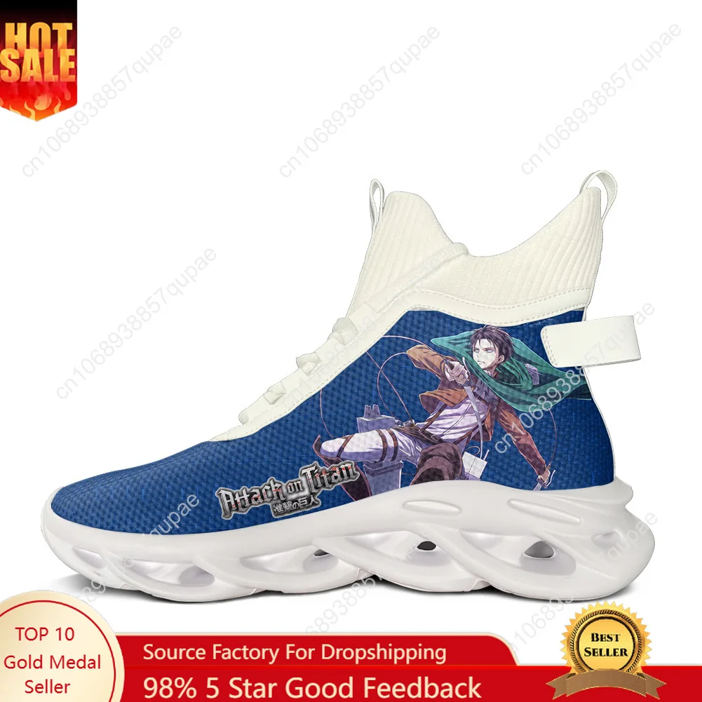 

Attack on Titan High Top Sneakers Anime Manga Men Women Teenager Sports Running Shoes Sneaker Lace Up Mesh Footwear Custom Shoe