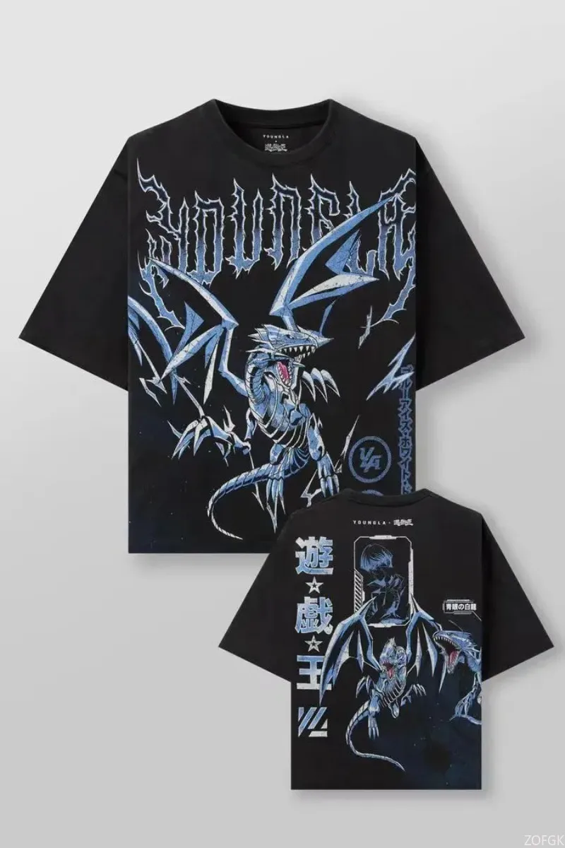 

Футболка с принтом Yu-Gi-Oh, негабаритная модная футболка с игровым фанатом, летняя мужская модная повседневная футболка