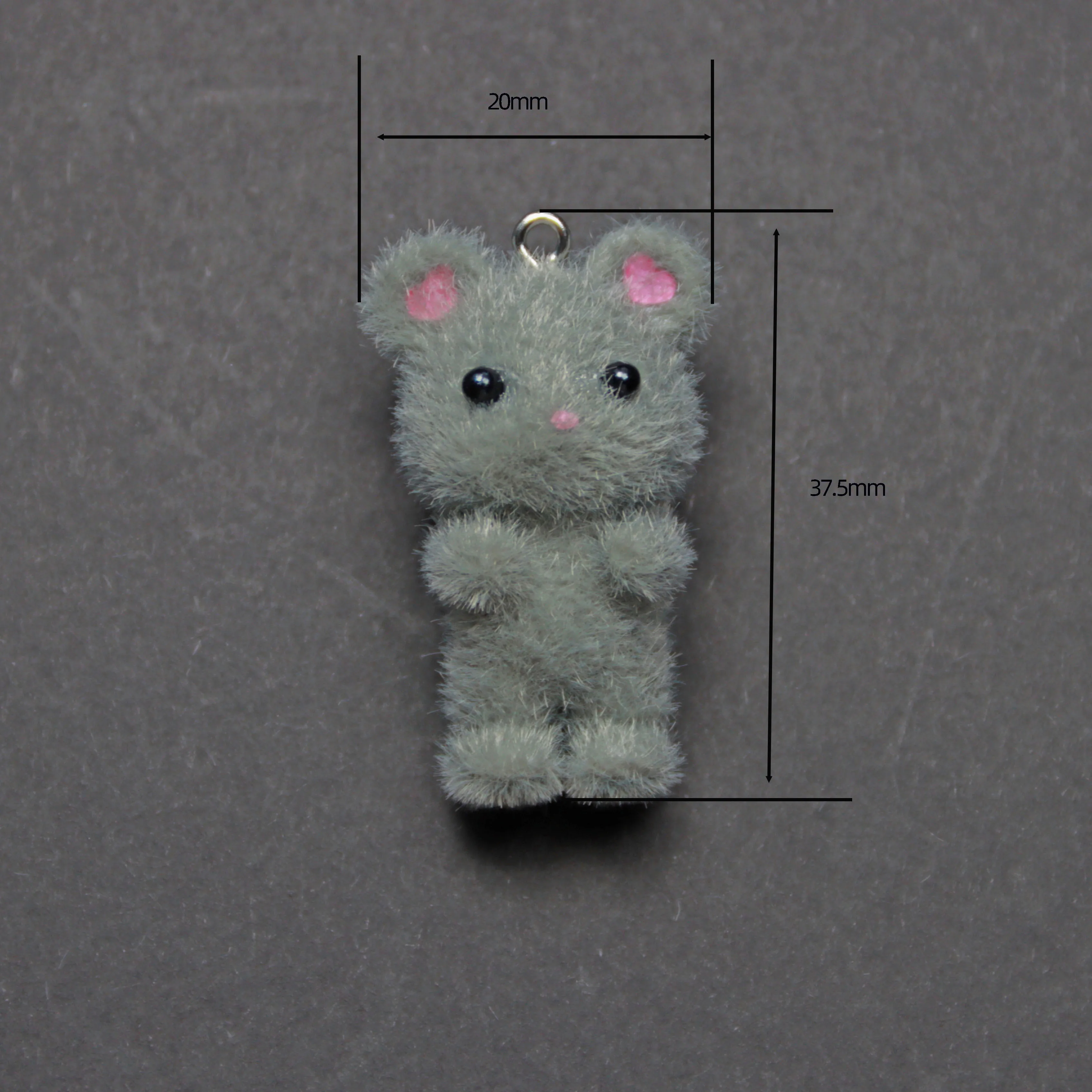 30Pcs 3D Kawaii Mouse Flocking Charms Cute Cartoon Mouse Ornament Pendant Earring Keychain Accessories For Crafts Jewelry Make