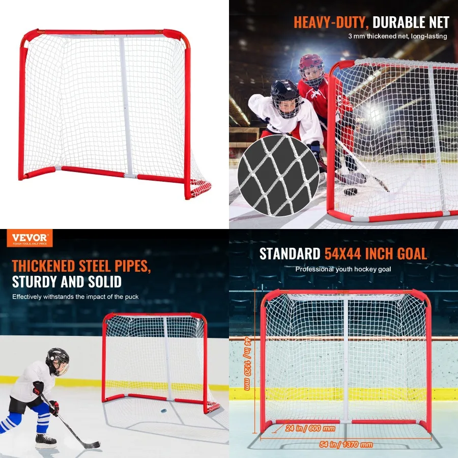 

VEVOR Street Hockey Net Indoor Outdoor Steel Hockey Goal for 54"x44"