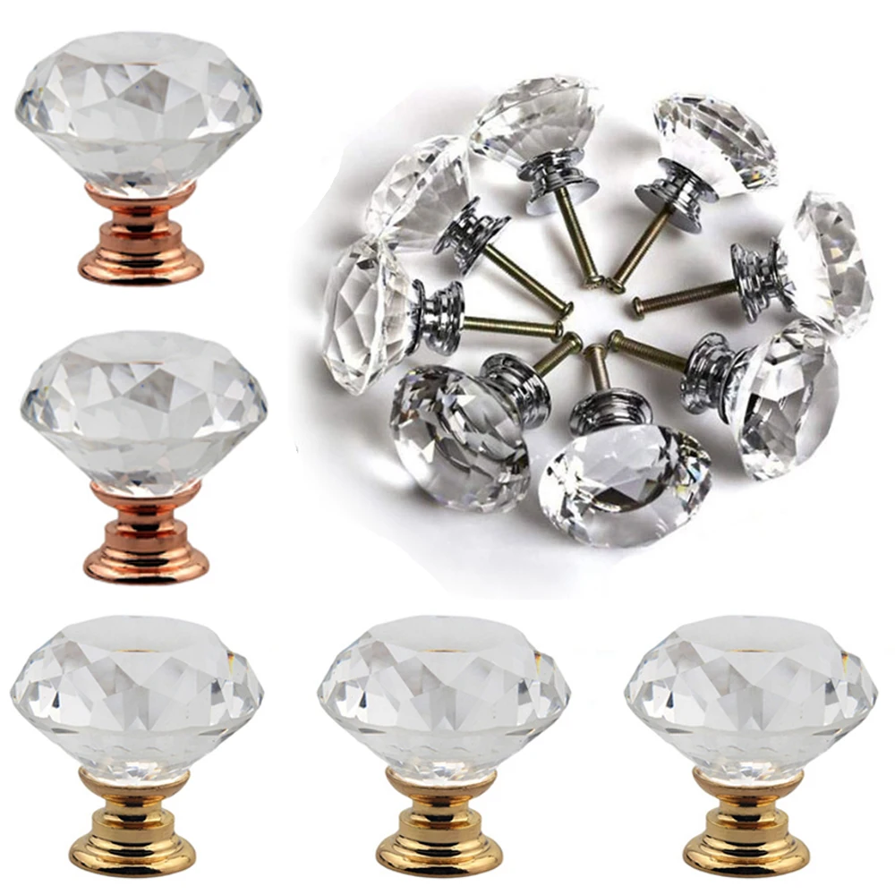 

Modern 5 Pcs for Drawer Diamond Shape Crystal Glass Drawer Knobs Door Handle Pulls Handles Cabinet Knobs