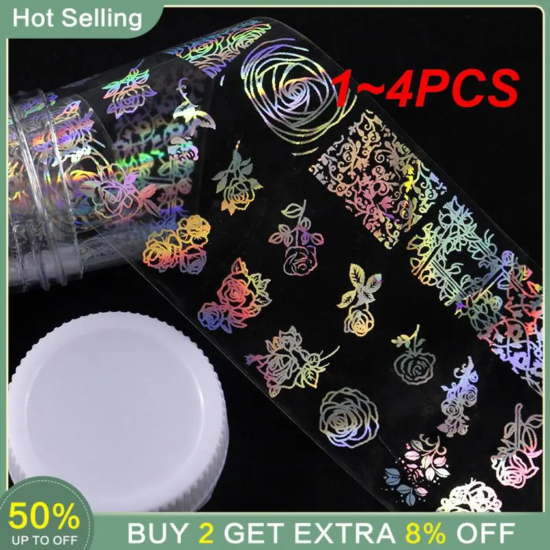 1~4PCS Fireworks Versatile Vibrant Holographic Nail Decals Nail Foil Manicure Popular Line Dazzling Decorative