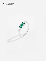 DPLAOPA New 925 Sterling Silver Green Zircon CZ Thick Women Big Ring 2024 Vintage Luxury Fine For Mother's Day Gift Jewelry