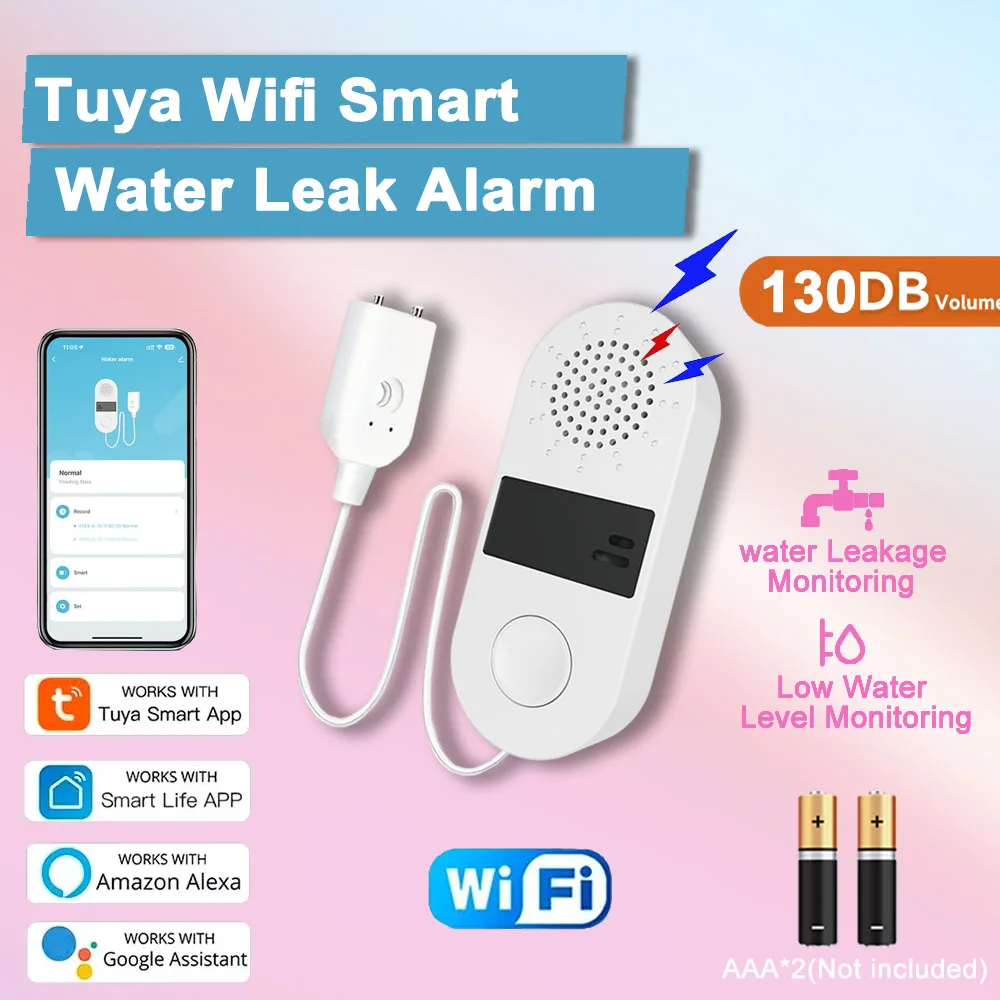 Tuya WiFi مستشعر المياه كاشف تسرب المياه 130DB إنذار الصوت والضوء تنبيهات في الوقت الحقيقي تطبيق الحياة الذكية أتمتة المنزل اليكسا #1