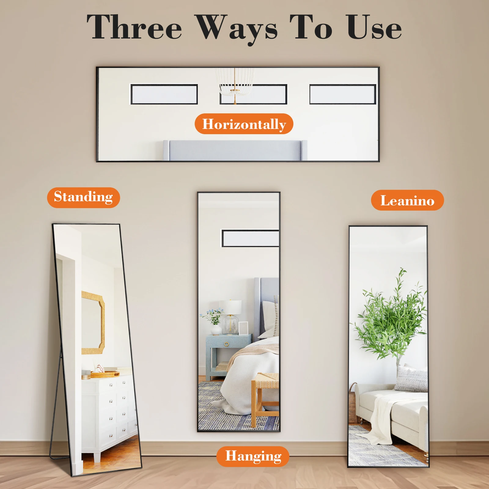 JHK 68"x26" Arched Full Length Mirror with Stand Floor Free Standing Aluminum Frame for Bedroom Bathroom Body Hanging Leaning image 5