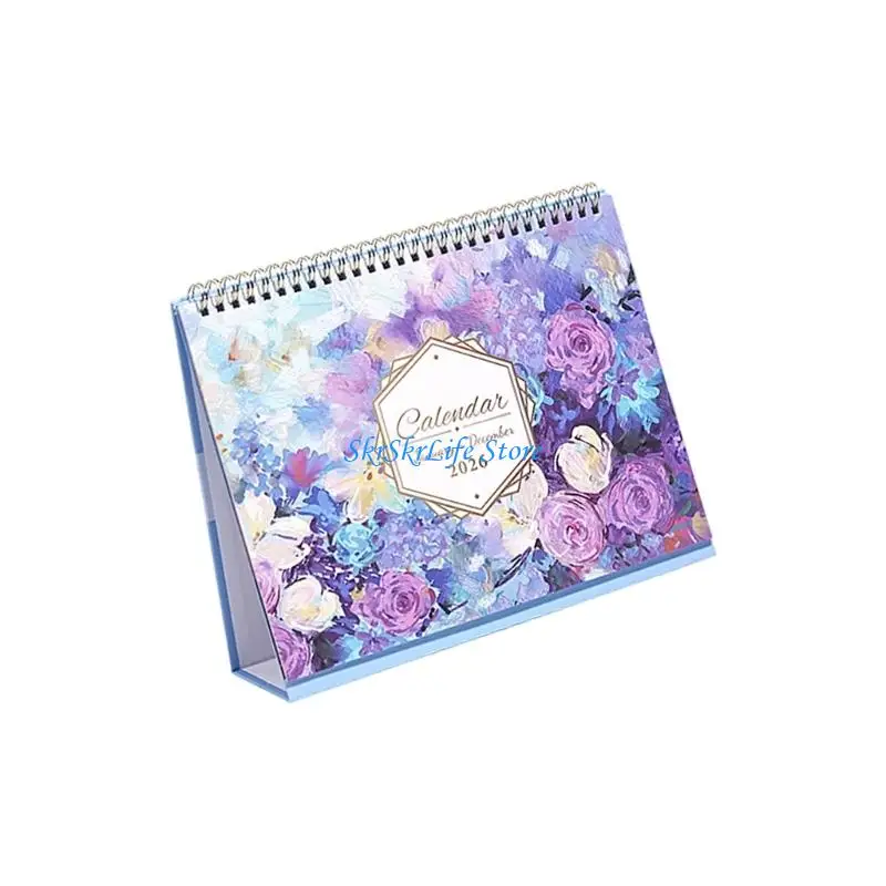 

E65E Настольный ежемесячный календарь на 2026 год с двойной катушкой, академический календарь-планировщик на 12 месяцев с января