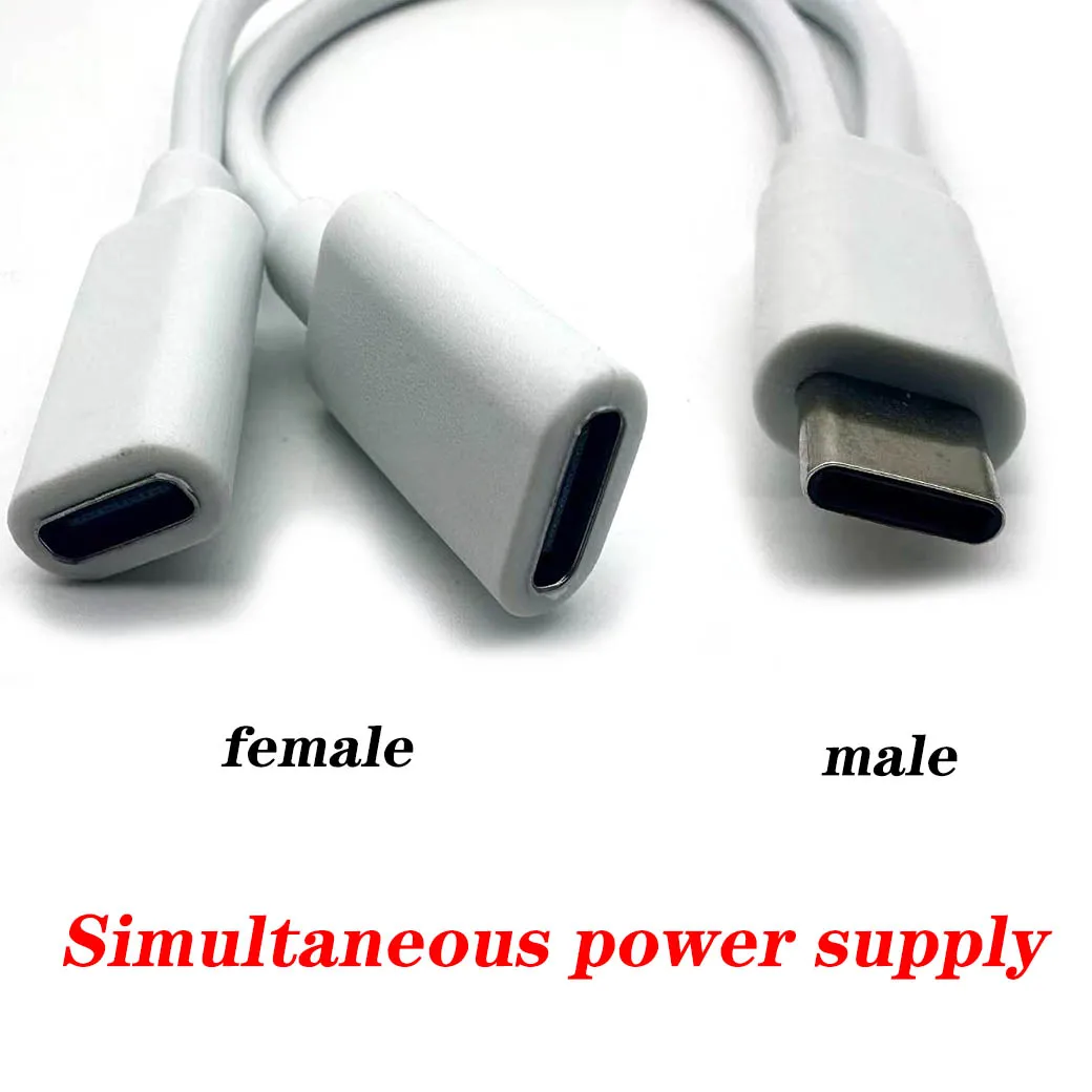Type-C Male To 2 Port Type C USB C female Y Splitter Multiple Fast Charging Date Cable Cord 0.2m for Smartphone Tablet