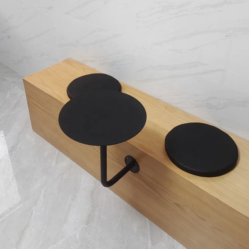 

American-style Industrial Coffee Shop Wall-mounted Small Round Table Library Steps Side Seat Iron Table Hanging