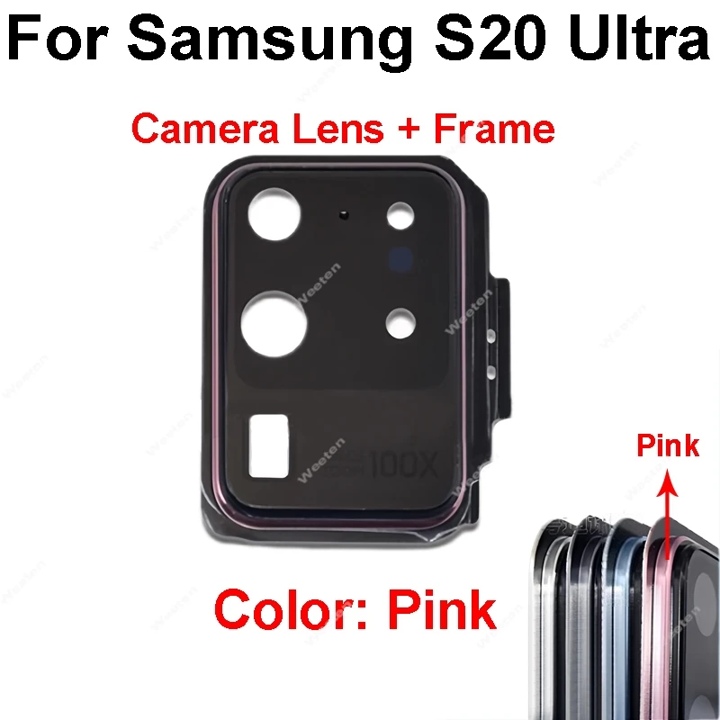 Rear Camera glass Lens Frame Holder with Sticker For Samsung Galaxy S20 S20+ PLUS S20 Ultra G980 G985 G785